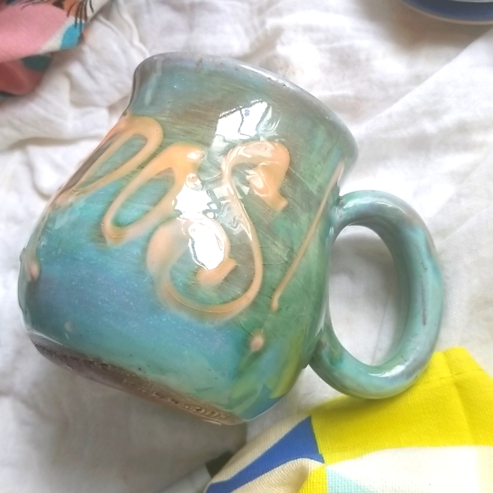 Earthworks - I ♡  Barbados Teal Pottery Mug